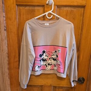 Womens Khaki & Pink Mickey & Minnie Graphic Long-Sleeve Tee